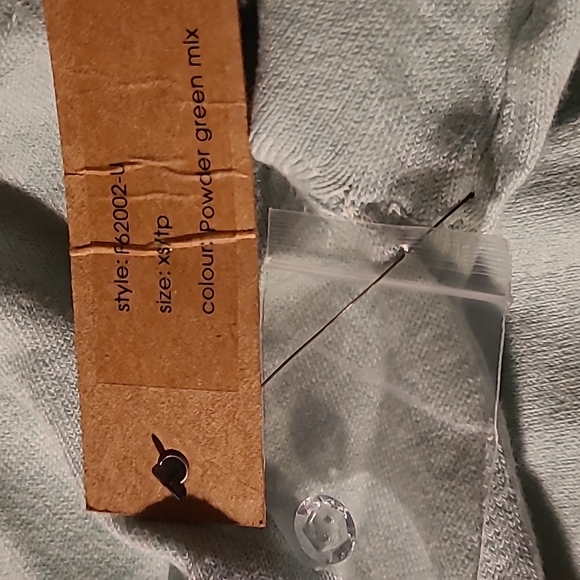 WAS $48. KERSH Powder Green 3/4 Sleeve Buttondown Sweater Ribbed Wi - Picture 5 of 14